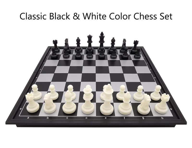Fuhengli 9.8" Magnetic Travel Chess Set for Adults and Kids, with Outdoor Portable Folding Chess Board, Black & White Color - Image 2